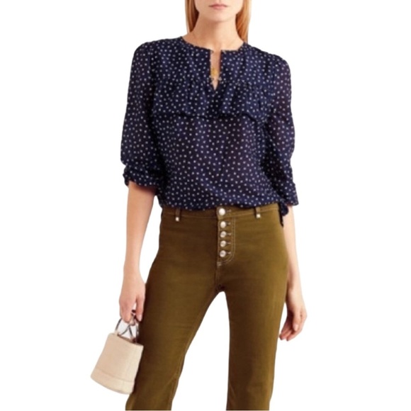 J. CREW Cherry Micro Print Blouse - Picture 1 of 13